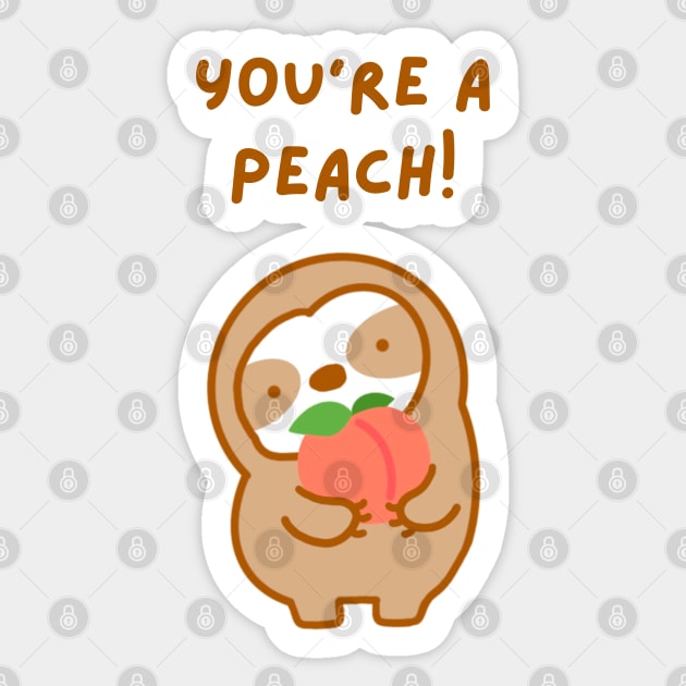 You’re A Peach Sloth Sticker by theslothinme